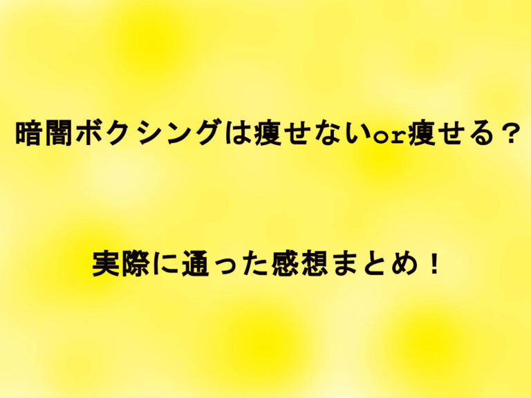 暗闇ボクシングは痩せないor痩せる？実際に通った感想まとめ！