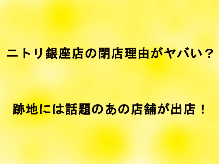 ニトリ銀座店の閉店理由がヤバい？跡地には話題のあの店舗が出店！